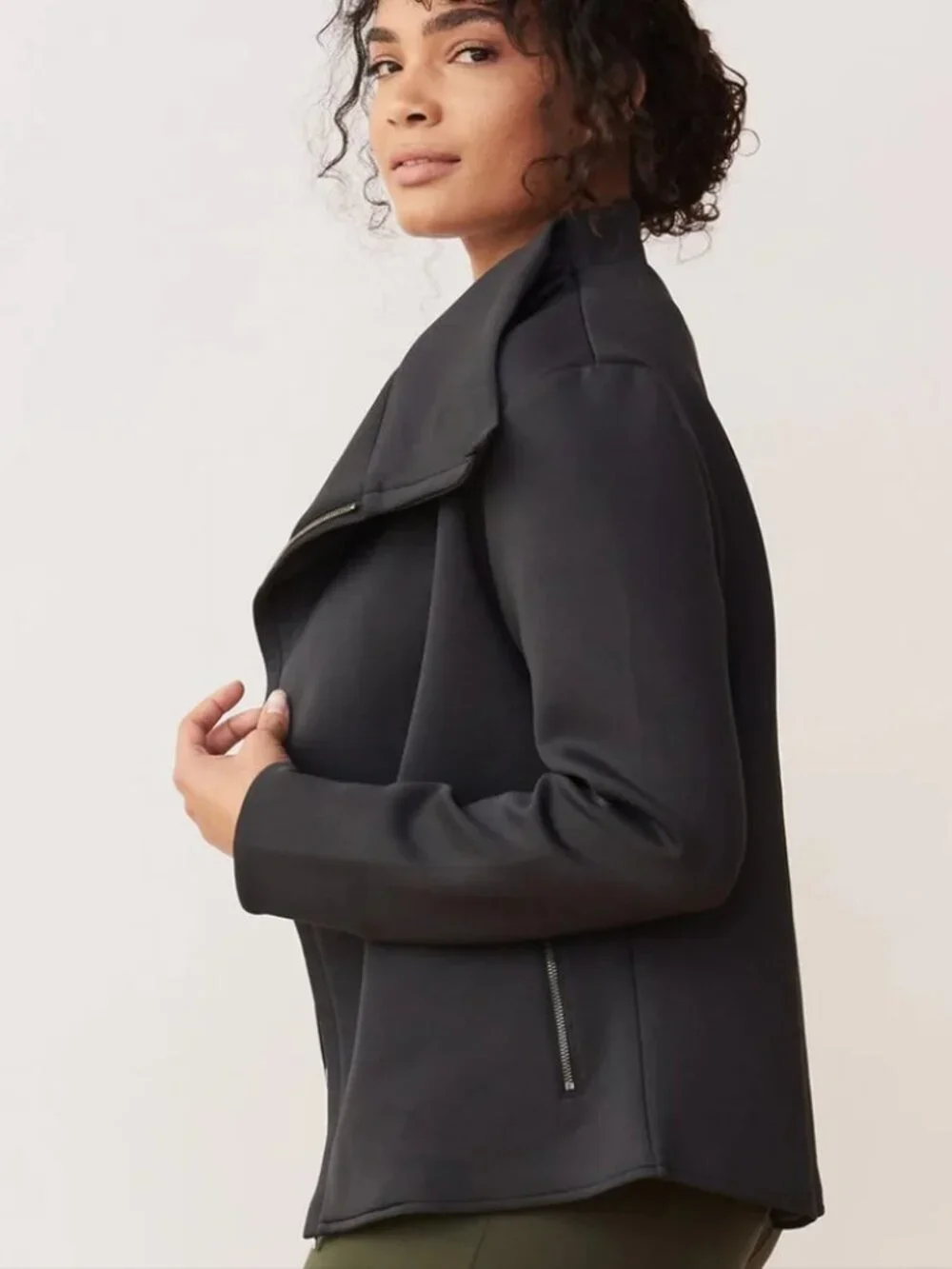 ADAY Up in the Air Lightweight Asymmetrical Zip Jacket, Black, Medium